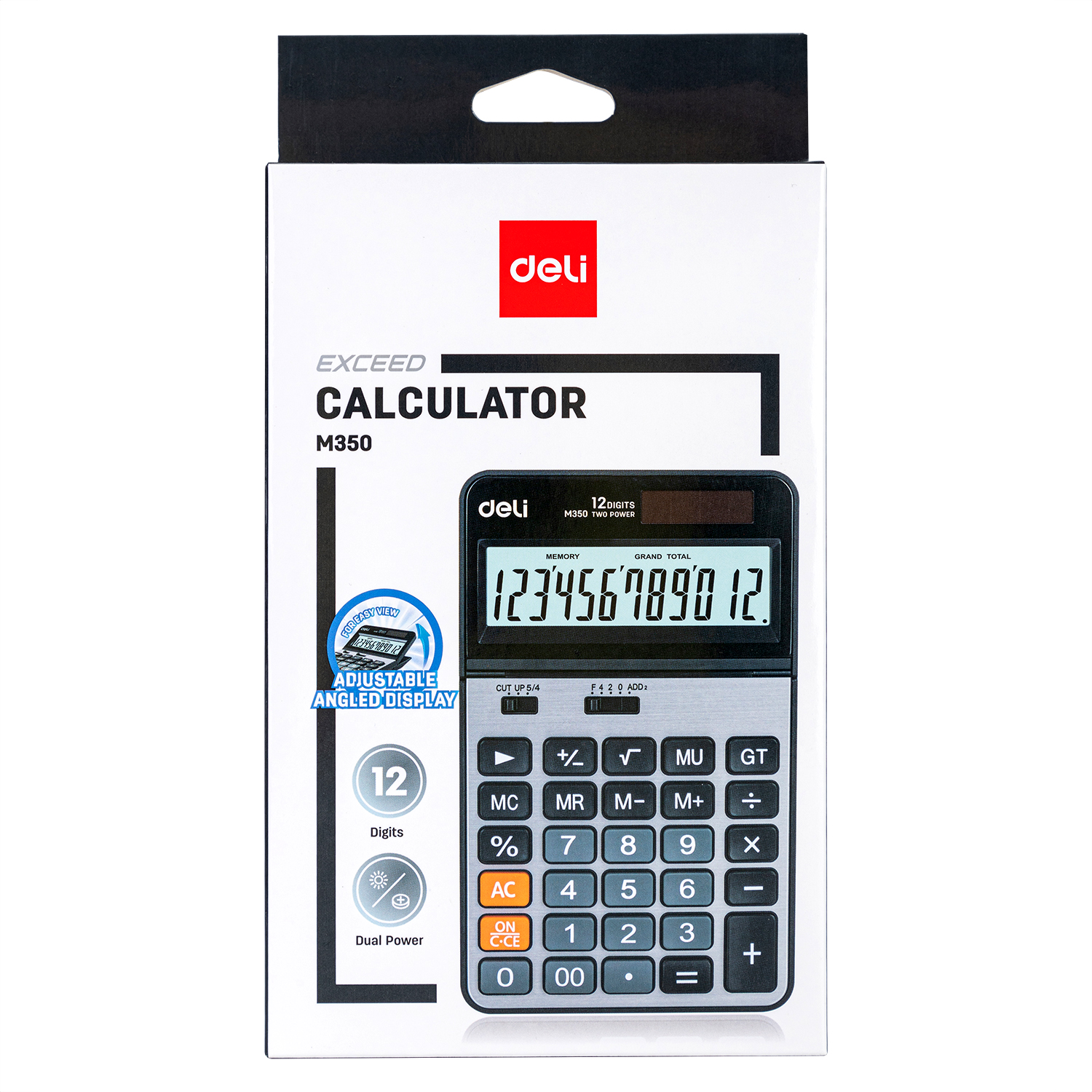 deli EM350 Calculator, Metal-12 digits, Silver - Image 3