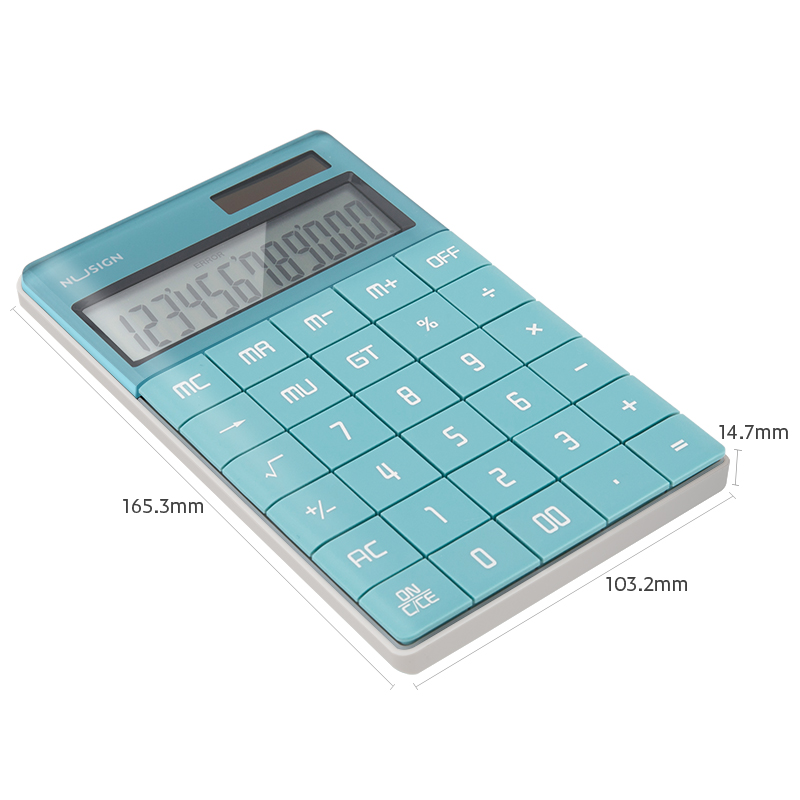 deli ENS041 Calculator, 165.3×103.2×14.7mm, 12 digits, Light Blue - Image 3