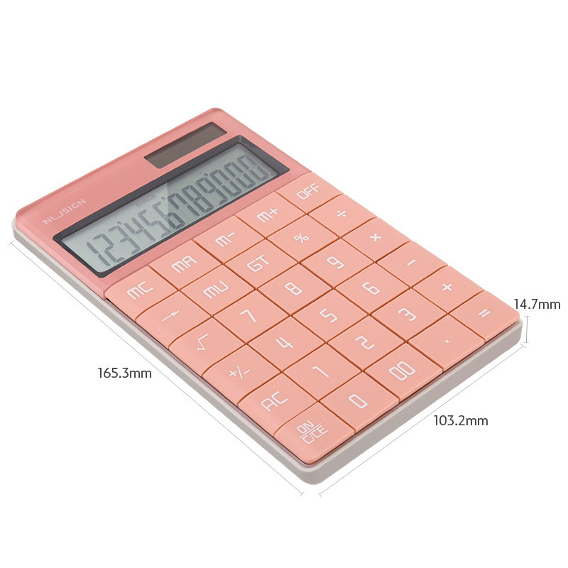 deli ENS041 Calculator, 165.3×103.2×14.7mm, 12 digits, Light Red - Image 3