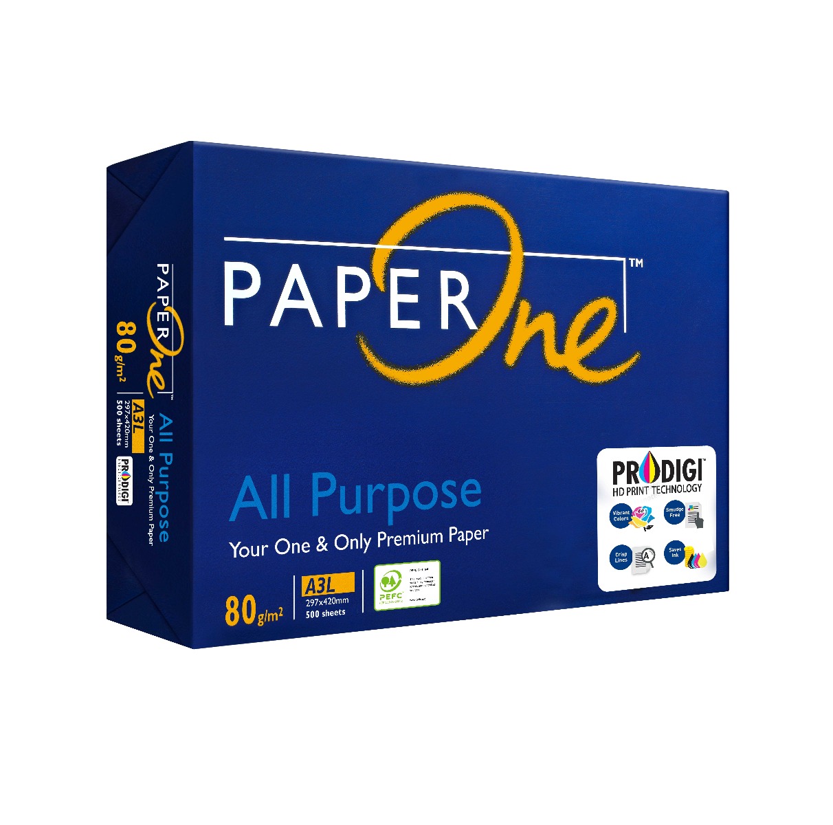 Paper One PaperOne All Purpose, Printing / Photo Copy Paper, A3 80gsm, White, 500 Pages in a Ream