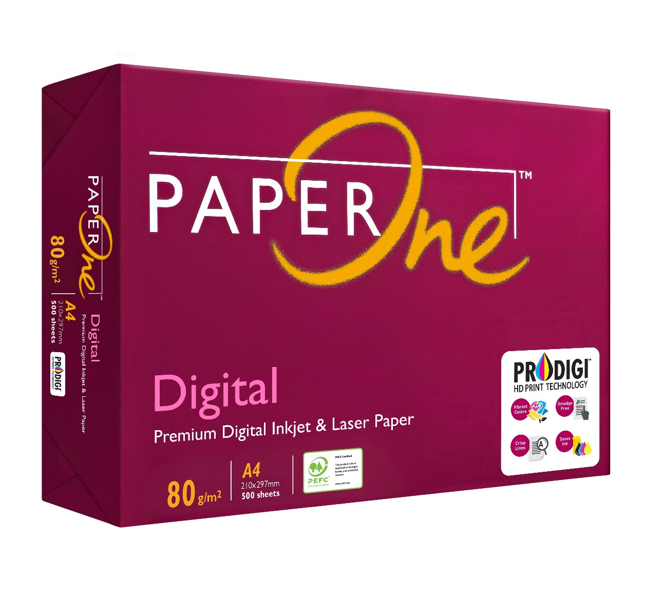 Paper One PaperOne Digital P1D Printing Photo Copy Paper A4 80gsm White 500 Pages in a Ream