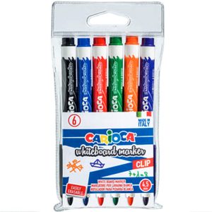 Carioca White Board Marker with Clip Wallet of 6 Pieces