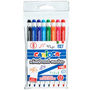 Carioca White Board Marker Finetip Wallet of 8 Pieces