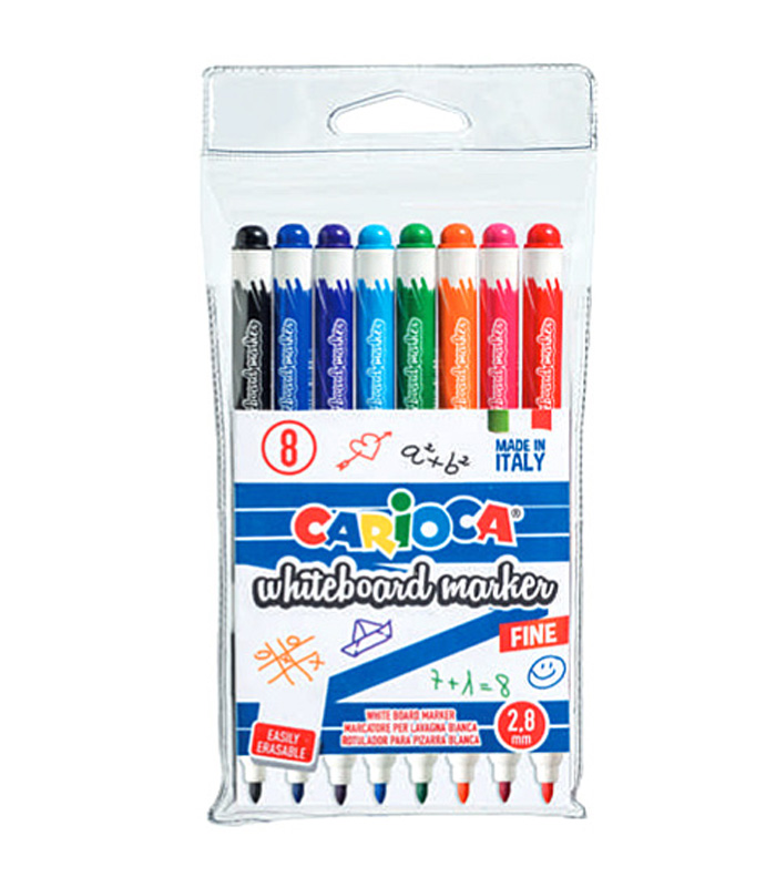 Carioca White Board Marker Finetip Wallet of 8 Pieces