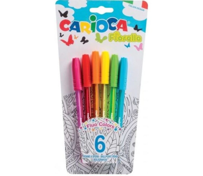 Carioca Fiorella Ball Pen Blister 6pcs