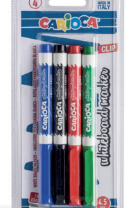 Carioca White Board Marker with Clip 4 Pieces