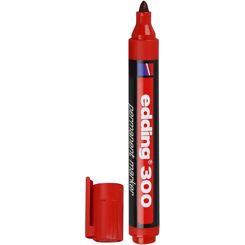edding E-300 Permanent Marker, Red, Bullet Nib - Image 2