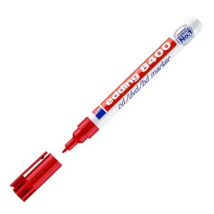 edding E-8400 CD/DVD/ BD Permanent Marker with Fine Soft Bullet Nib, Red
