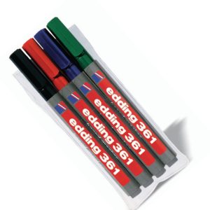 edding E-361/4 White Board Marker Bullet Nib Wallet of 4 Colours