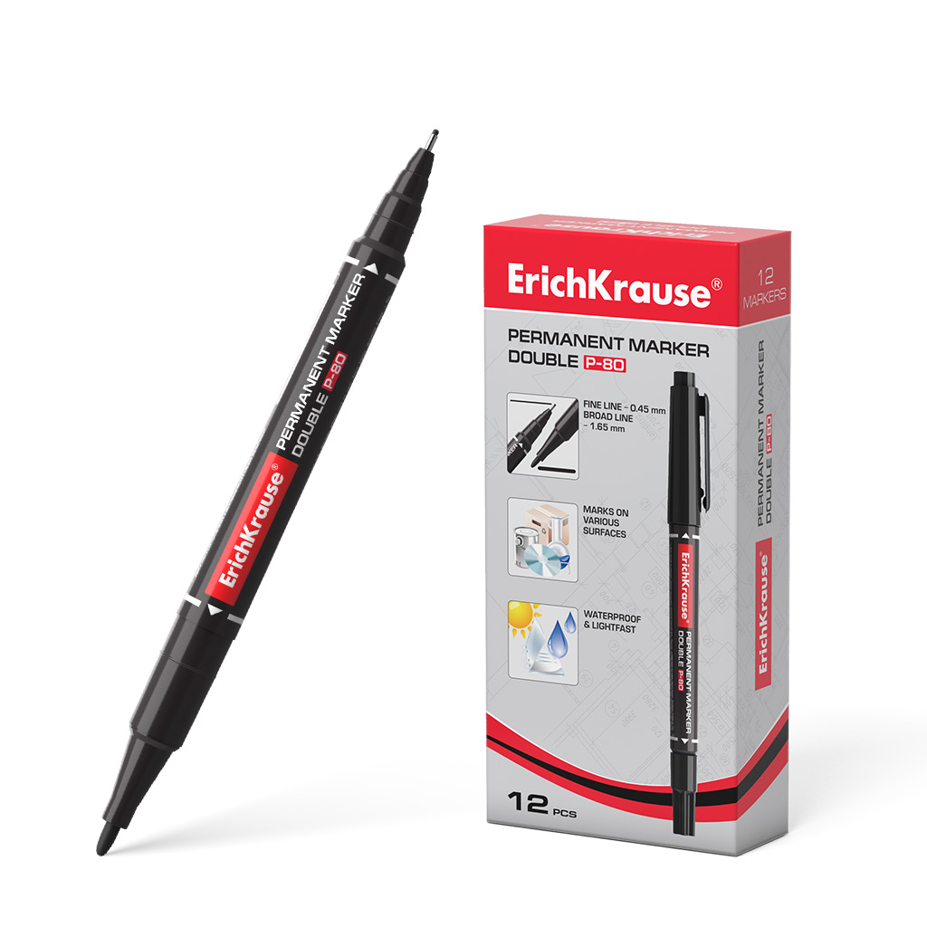 ErichKrause Double-sided permanent marker Double P-80 Black (CD/DVD MARKER DUAL TIP) - Image 2