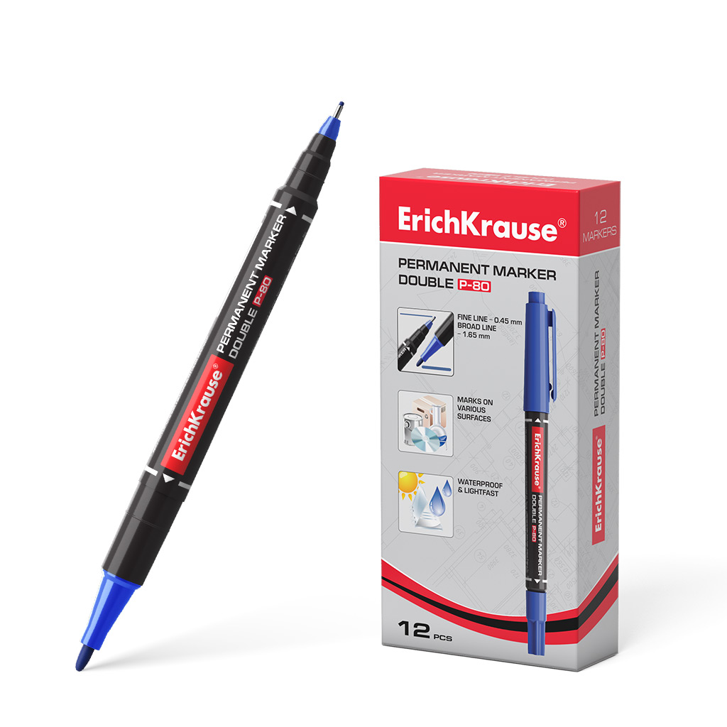 ErichKrause Double-sided permanent marker Double P-80 Blue (CD/DVD MARKER DUAL TIP) - Image 2