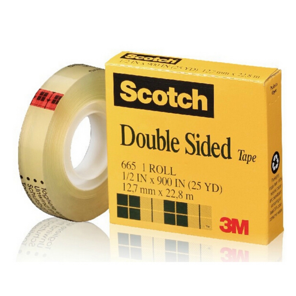 3M 665-1225 Scotch Double Sided Tape 1/2X25Y