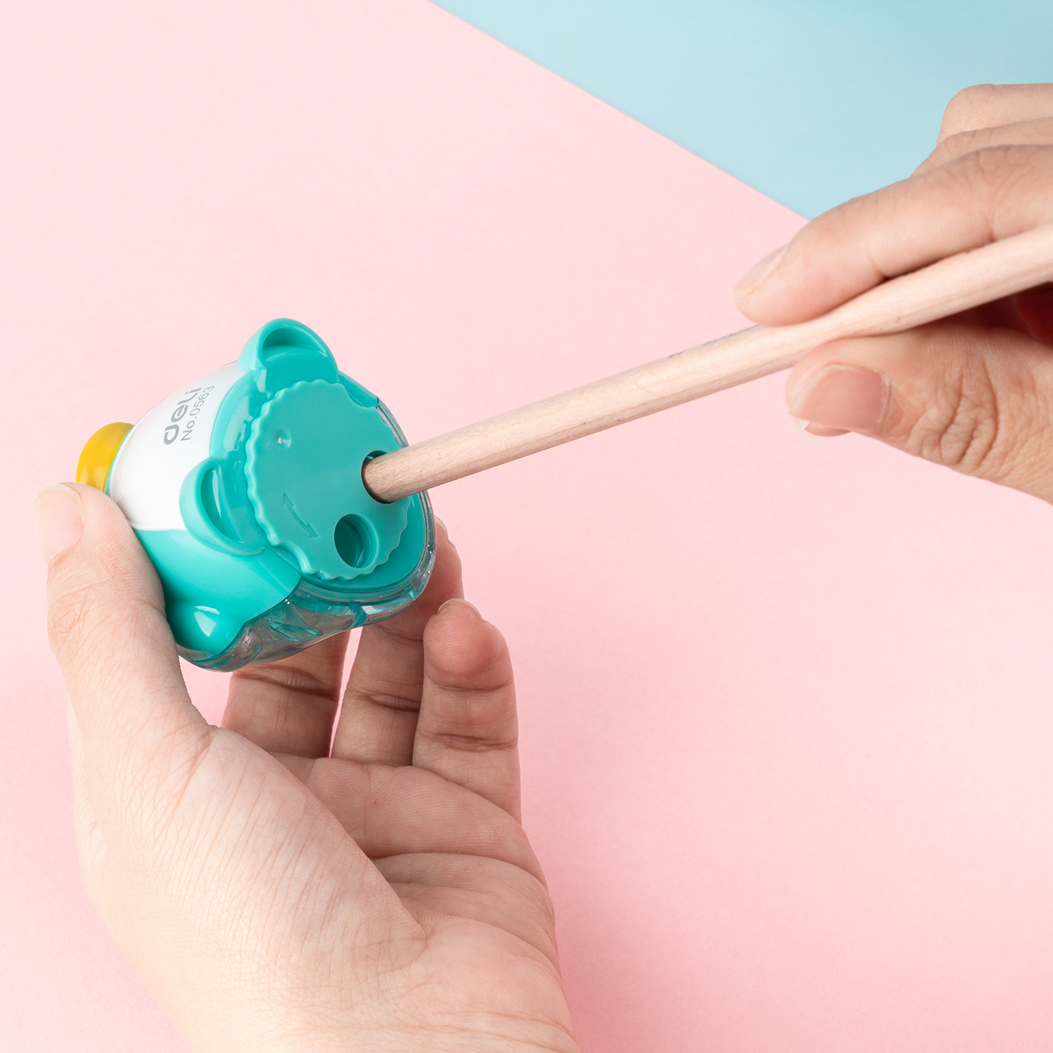 deli E0563 Pencil Sharpener, 2-hole w/canister, Assorted Colors - Image 4