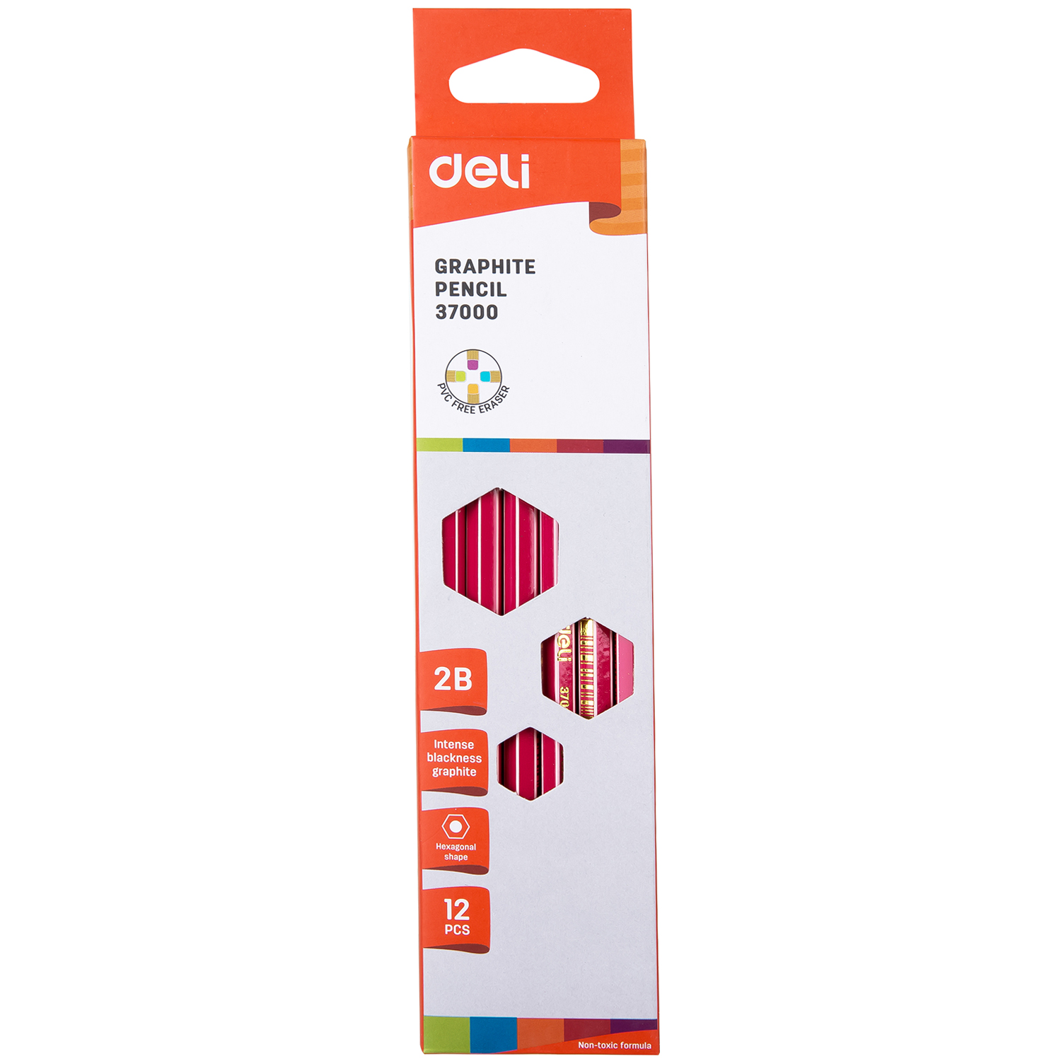 deli E37000 Graphite Pencil, 2B, Assorted Colors - Image 4
