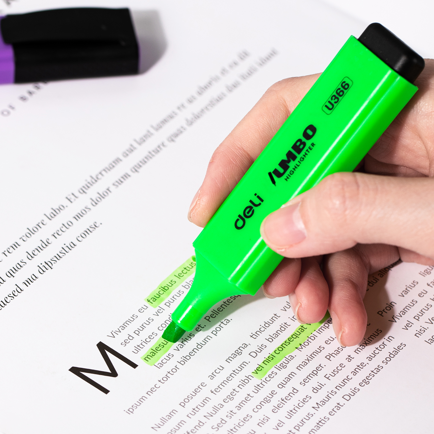 deli EU366-GN Highlighter, Chisel tip: 1~5mm, Green - Image 4