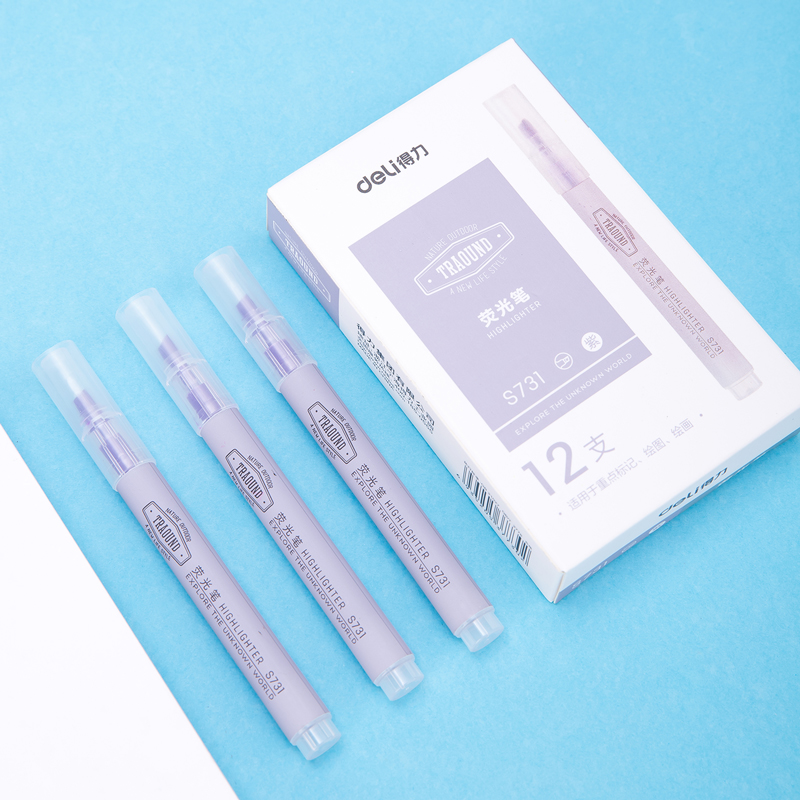 deli S731 Highlighter, Chisel tip:1-3.5mm, Purple - Image 4