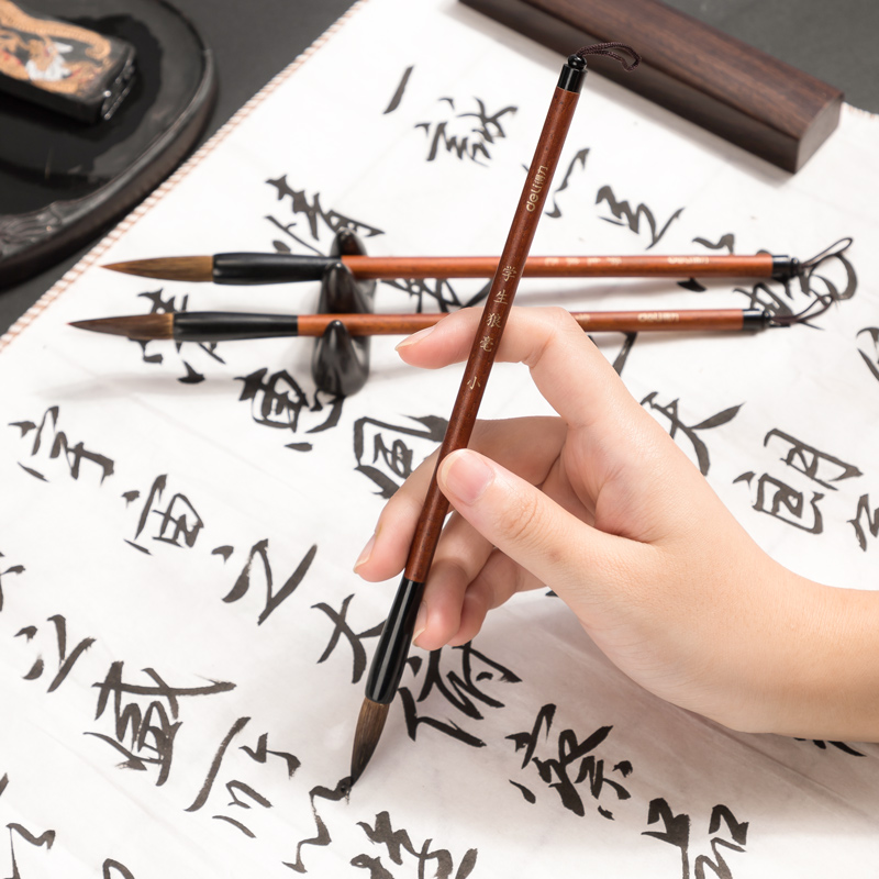 deli 36005 Calligraphy Brush Pen Set, 3pcs, Light Brown - Image 4