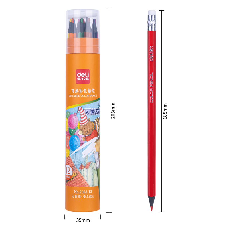 deli 7073-12 Colored Pencil, 12 colors - Image 4
