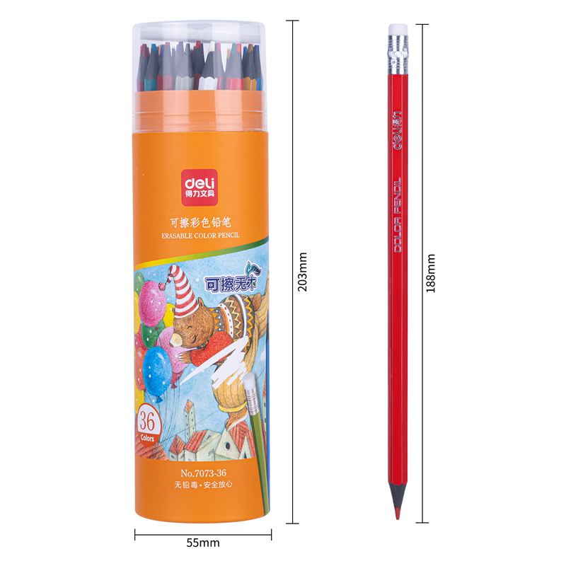 deli 7073-36 Erasable Colored Pencil, 36 colors - Image 4