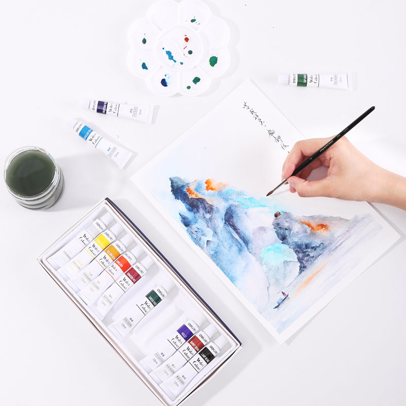 deli 73850 Watercolor Painting, 12 colors 12ml, Blue - Image 4