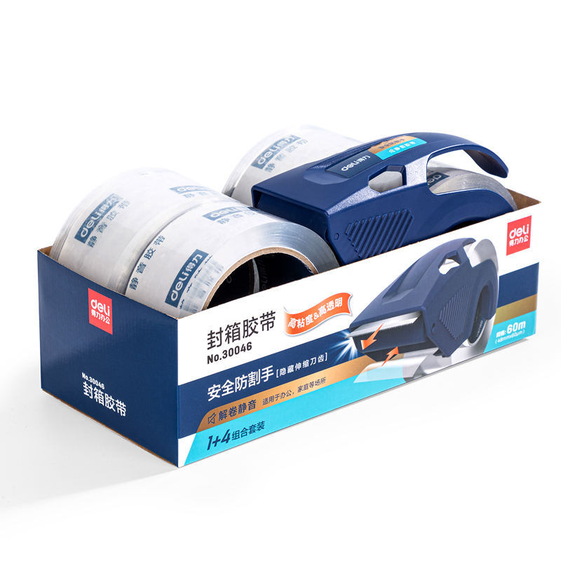 deli 30046 Packing Tape Set, 48mm*60m*60μm, Transparent - Image 4