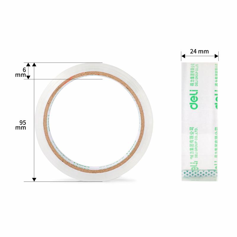 deli 30131 Packing Tape, 24mm*40y*50um(12rolls/tube), Transparent - Image 3