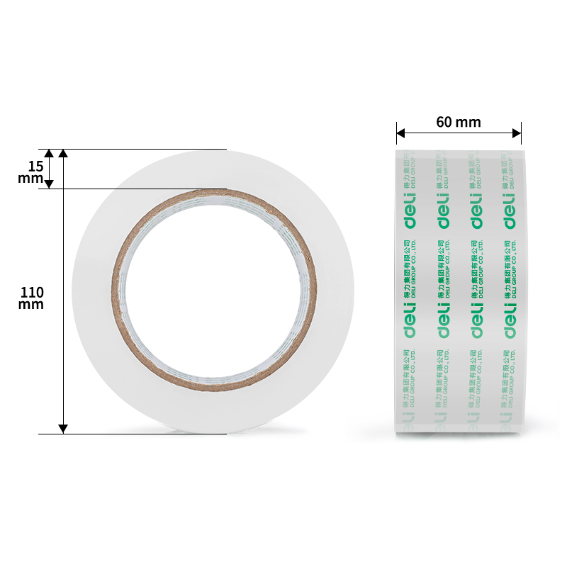 deli 30325 Packing Tape, 60mm*100y*50um(6rolls/tube), Transparent - Image 4