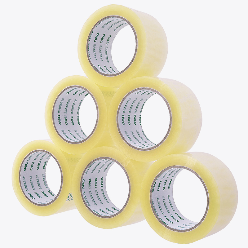 deli 30333 Packing Tape, 60mm*100y*45um(6rolls/tube), Transparent - Image 4