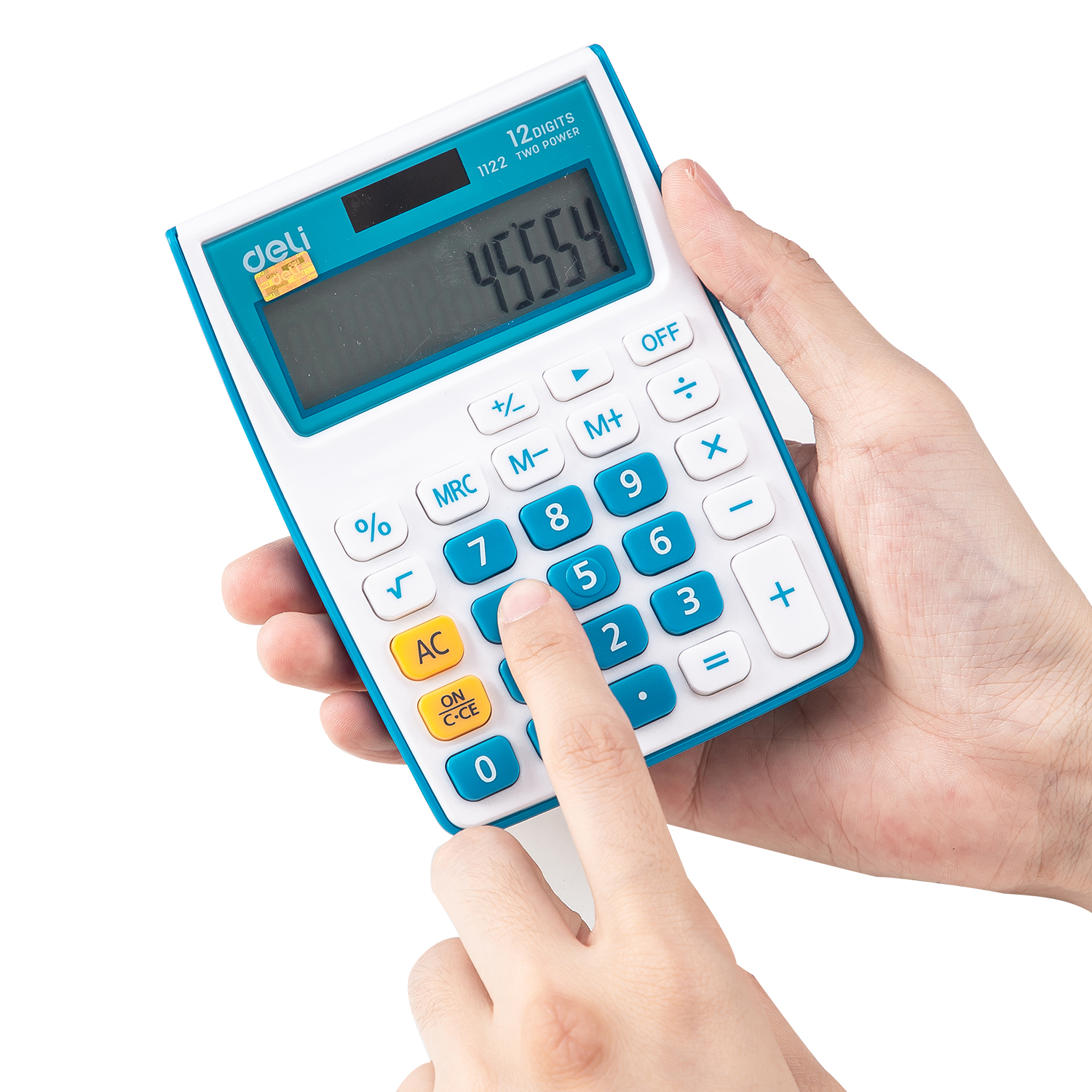 deli E1122 Portable Calculator, Plastic-12 digits, Blue - Image 4