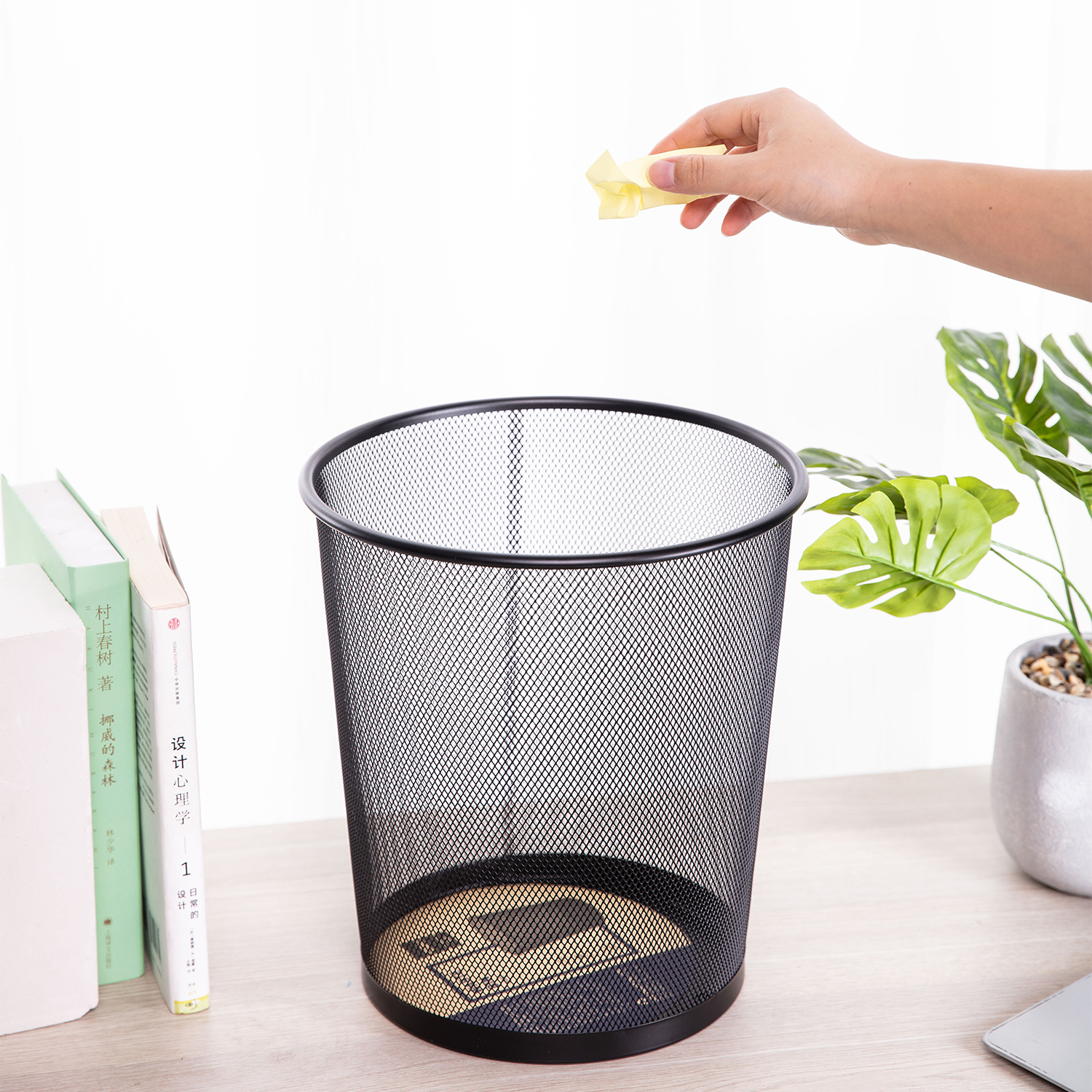 deli E9190 Waste Bin, φ266×φ218×280mm, Black - Image 4