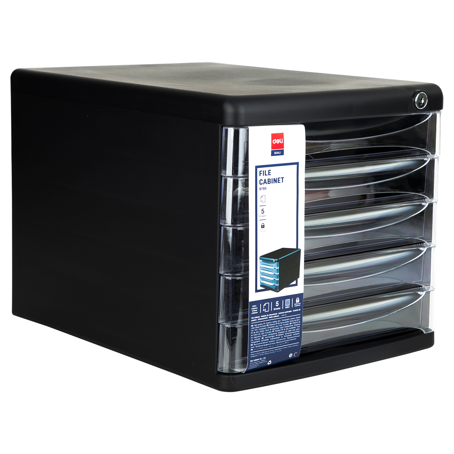deli E9795 File Cabinet, 270×360×260mm, Black - Image 4