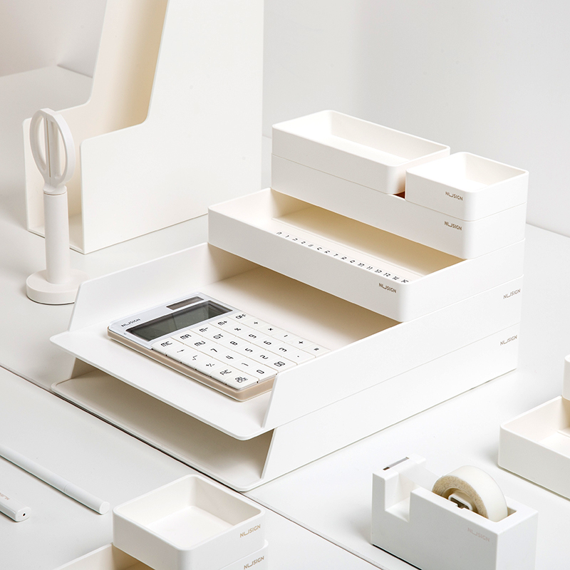 deli ENS001 Desk Organizer, 324×239×45mm, White - Image 4
