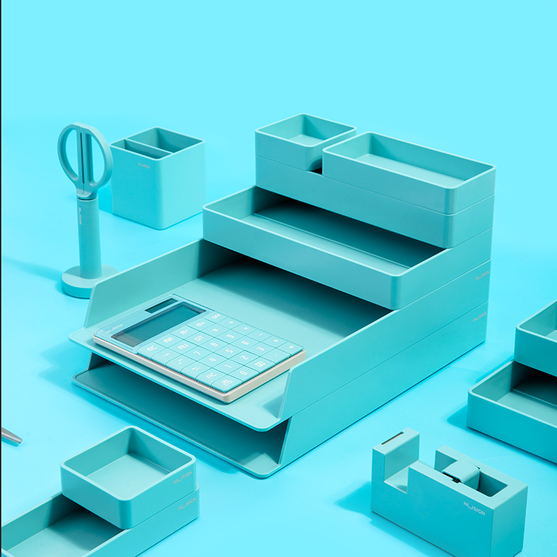 deli ENS001Desk Organizer, 324×239×45mm, Light Blue - Image 4