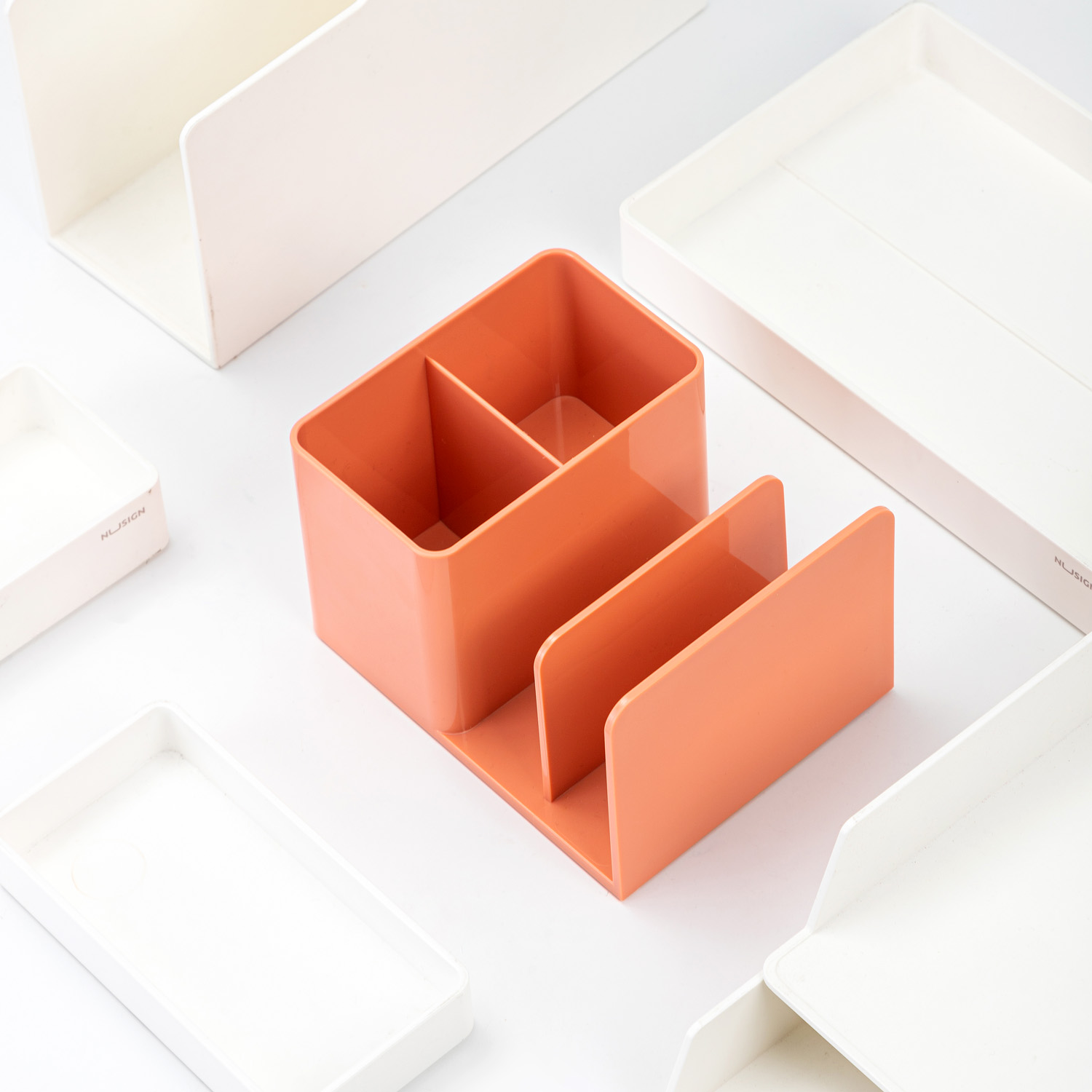 deli ENS950 Desk Organizer Set, 120*155*96mm, Light Red - Image 4