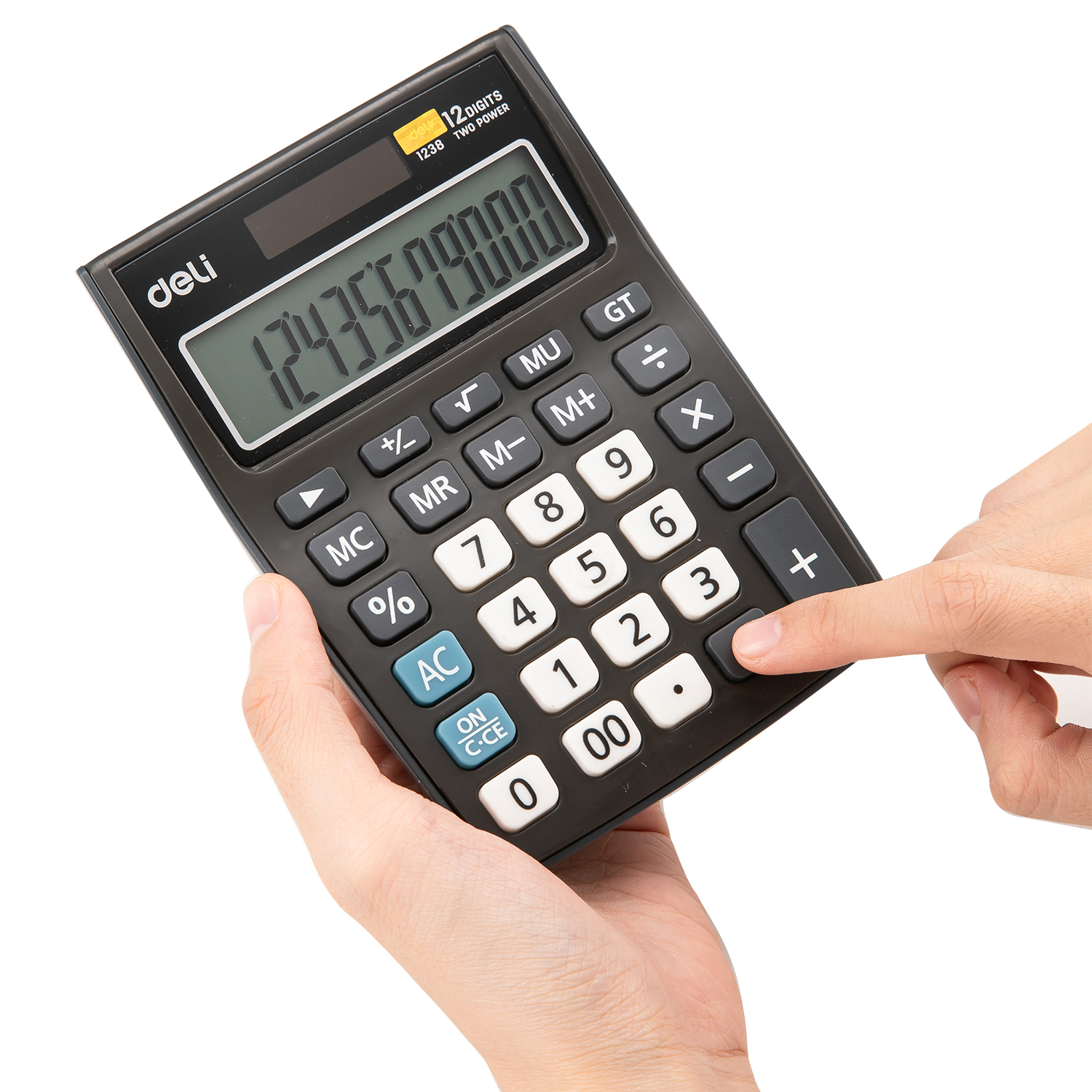 deli E1238 Desktop Calculator, Plastic-12 digits, Grey - Image 4