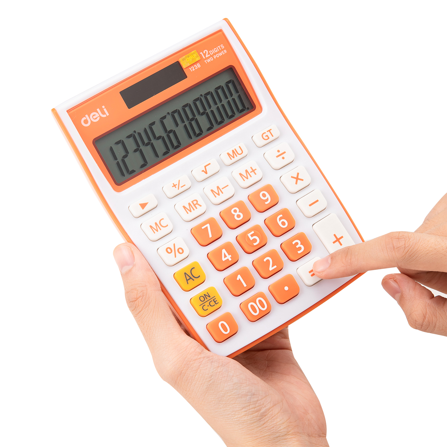deli E1238 Desktop Calculator, Plastic-12 digits, Orange - Image 4