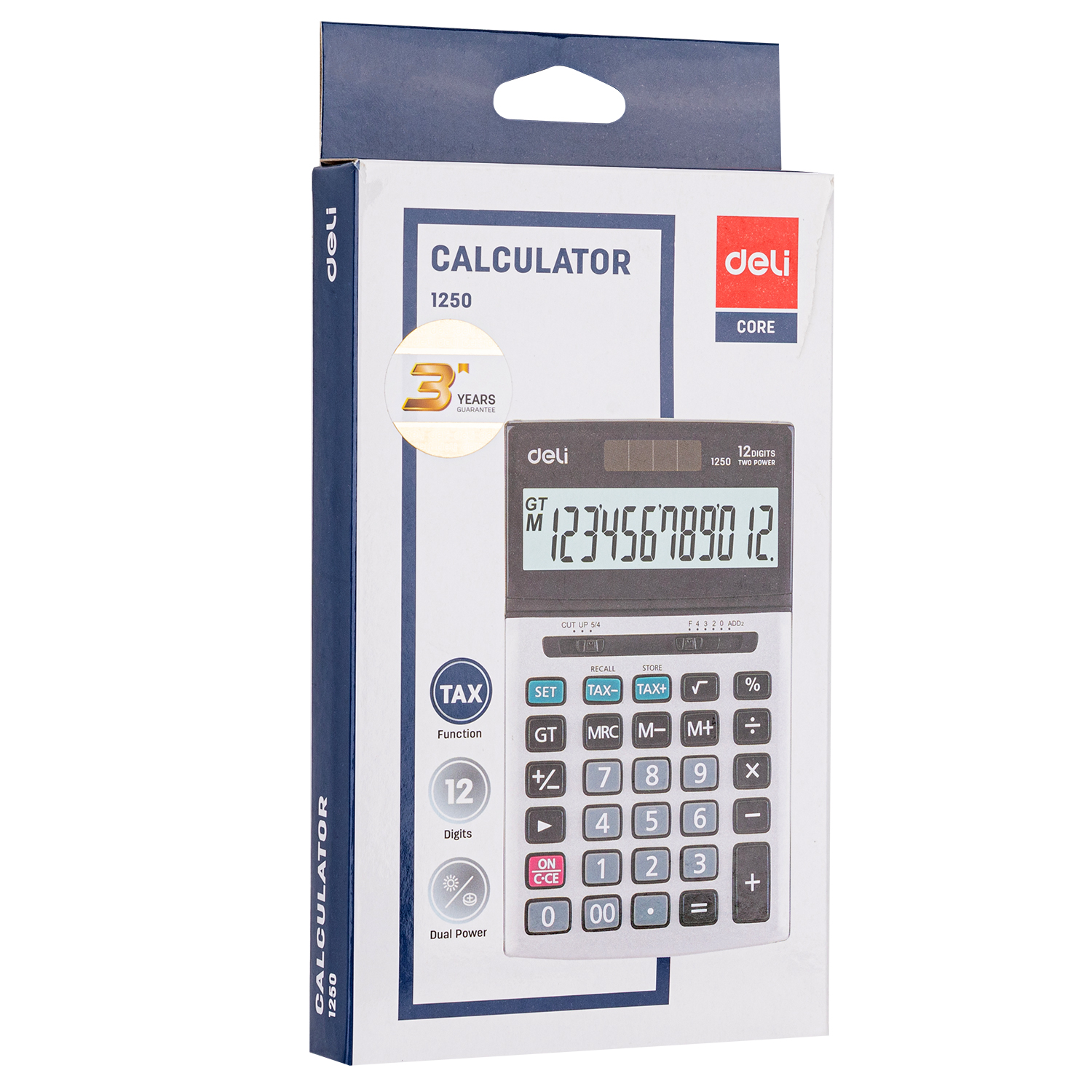 deli E1250 Desktop Calculator, Metal-12 digits,tax, Silver - Image 4