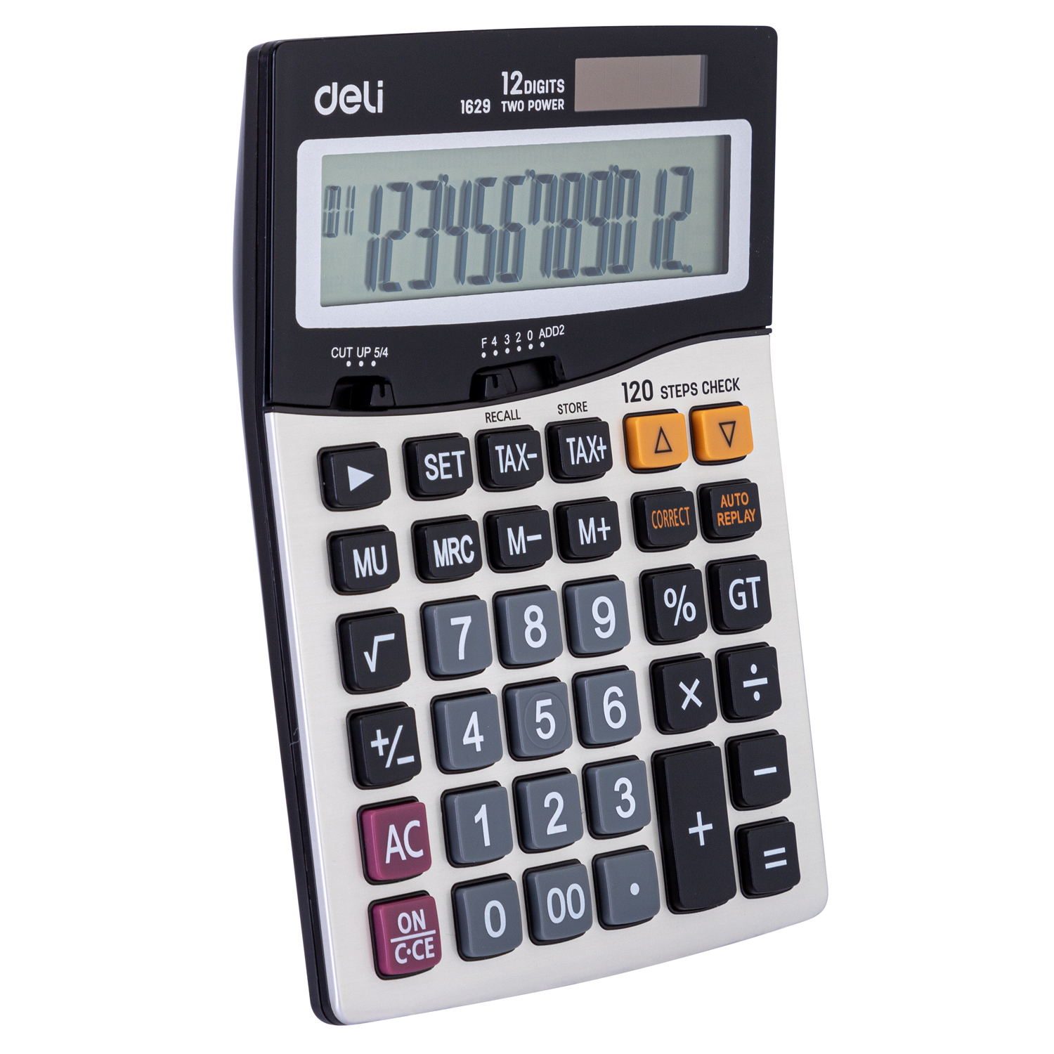 deli E1629 Desktop Calculator, Metal-12 digits, 120 steps check,tax, Golden - Image 4