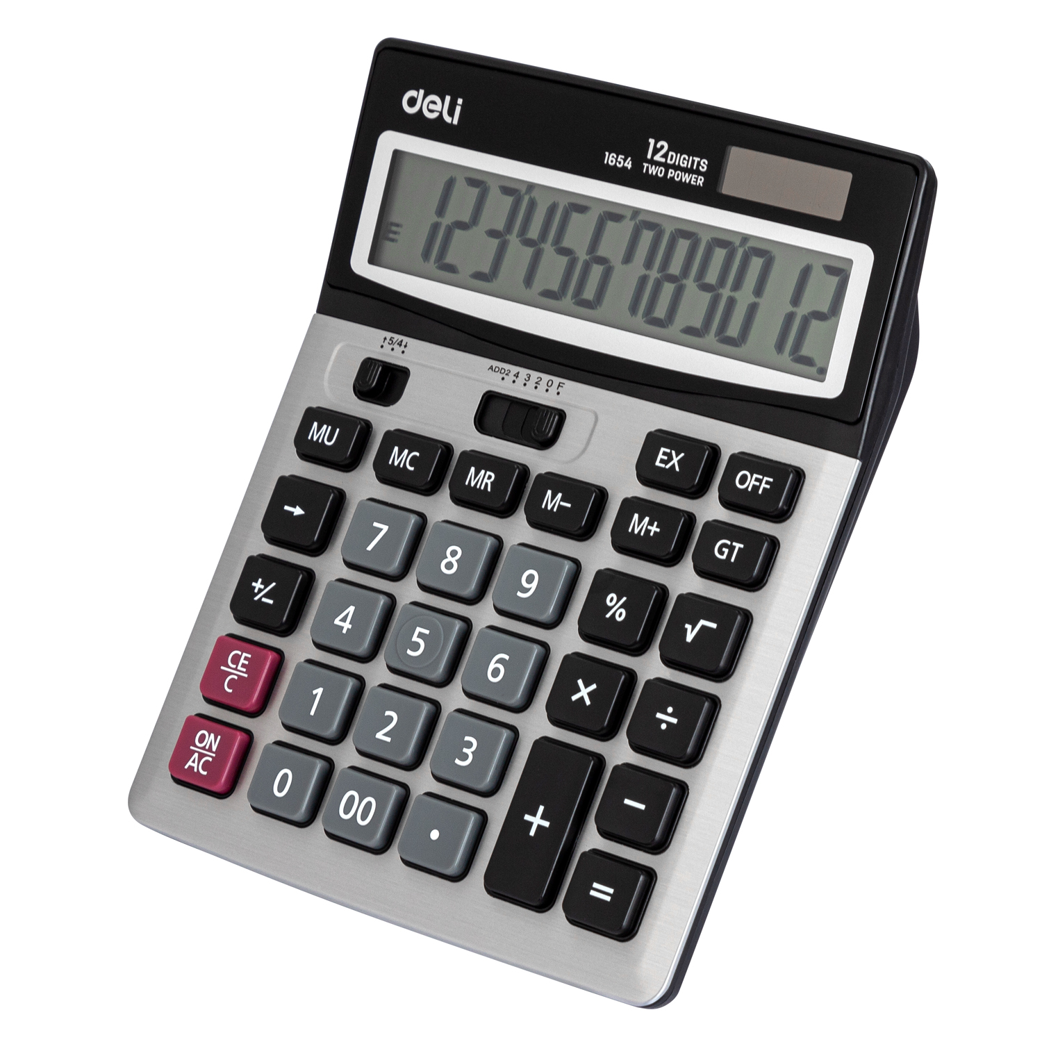 deli E1654 Desktop Calculator, Metal-12 digits, Silver - Image 4