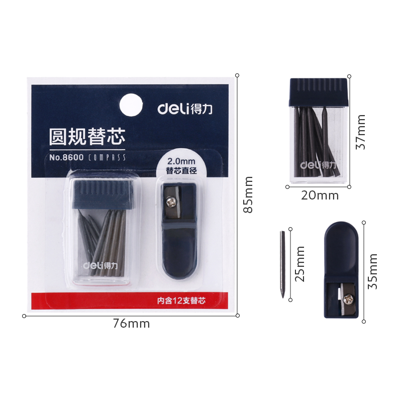 deli 8600 School Compass Refill, Lead core*12, Blue - Image 4