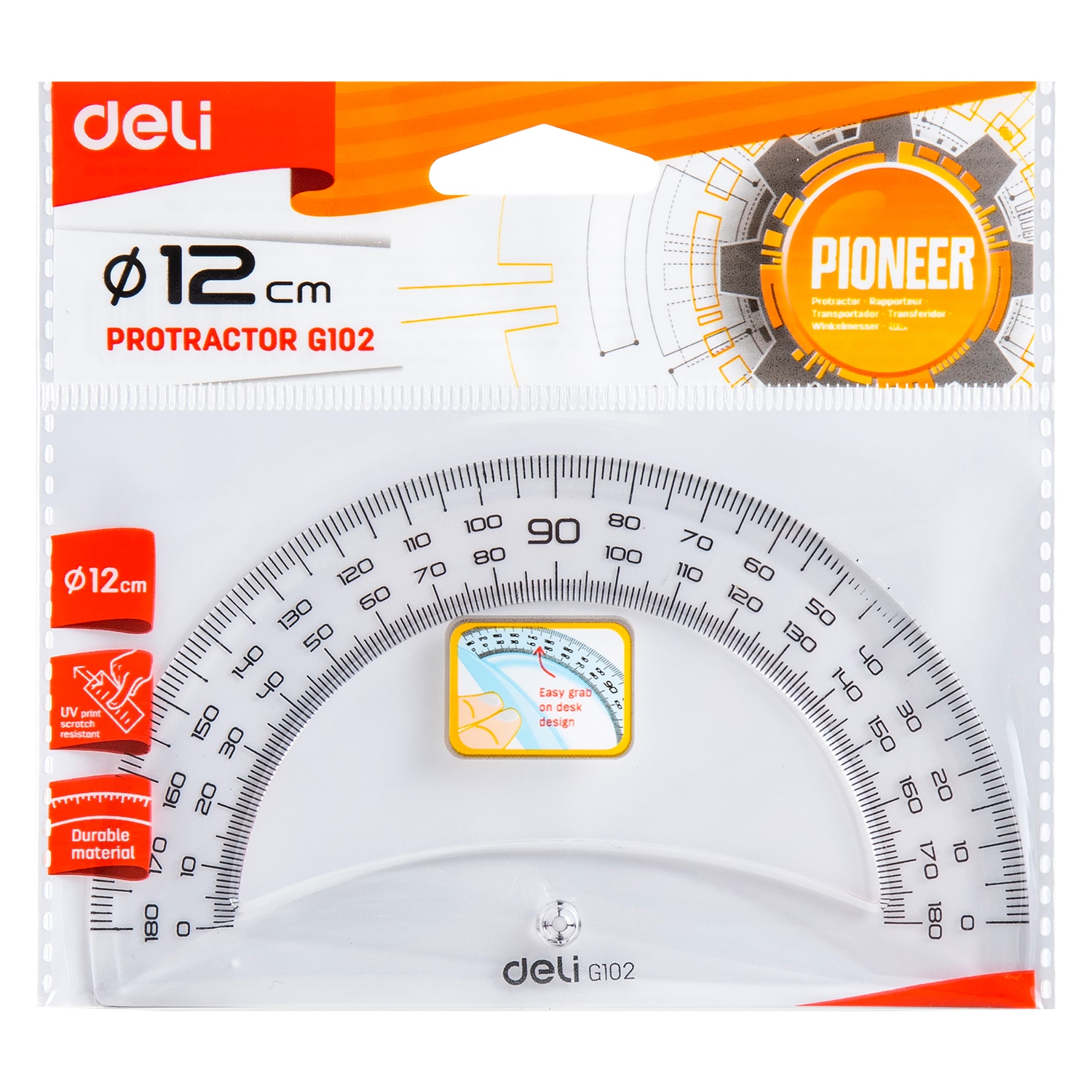 deli EG10212 Protractor, 12CM, Transparent - Image 4