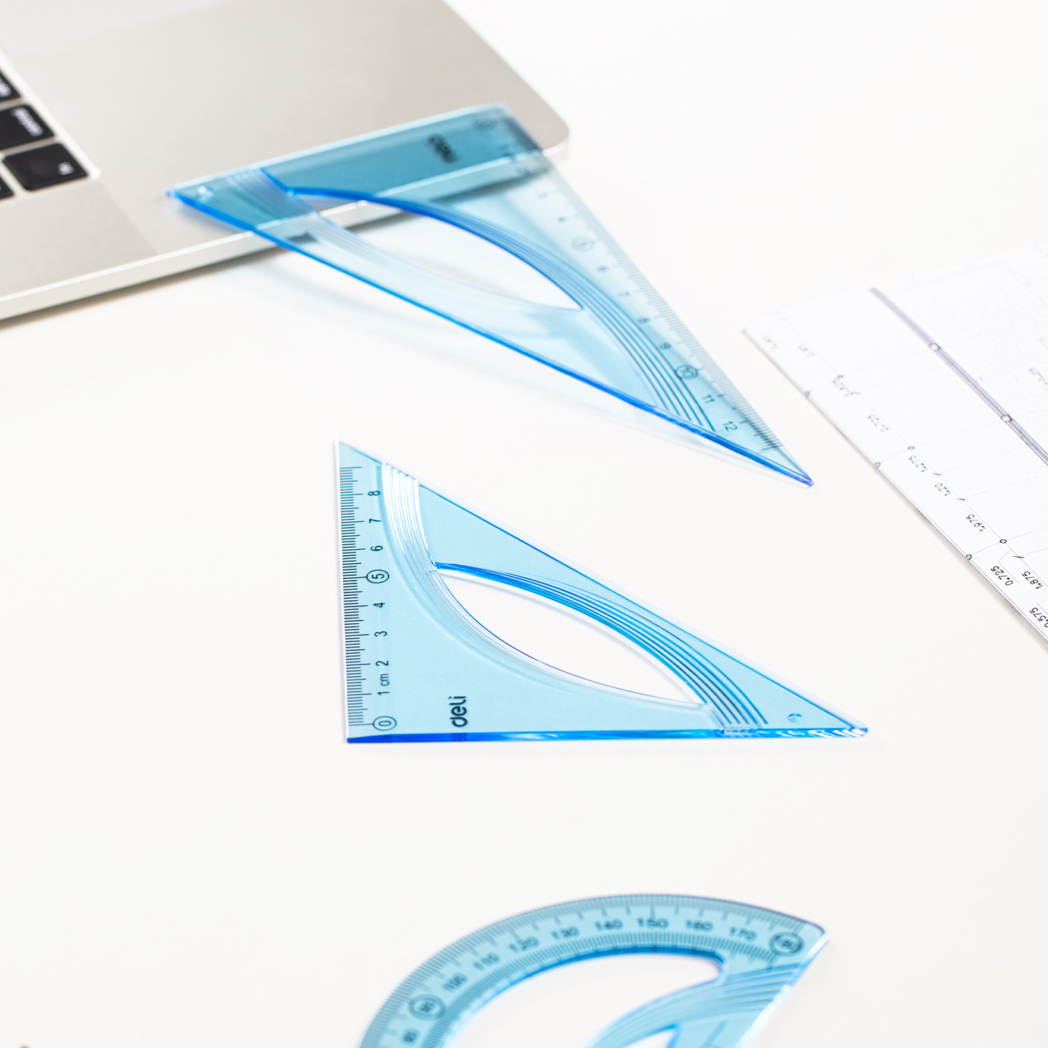 deli EH14 Set Square, 45° 21cm, Blue - Image 4