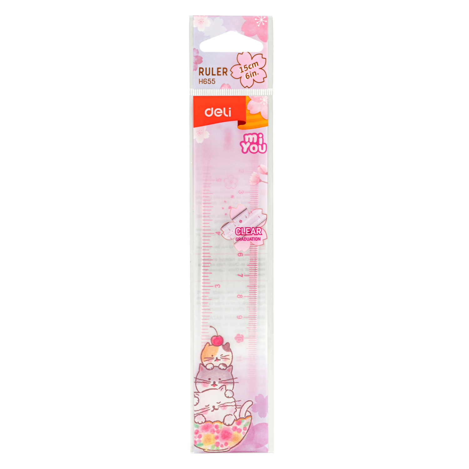 deli EH655 Ruler, 15cm, 6Inch Metric and inch graduation, PINK, BLUE Assorted Colors - Image 4