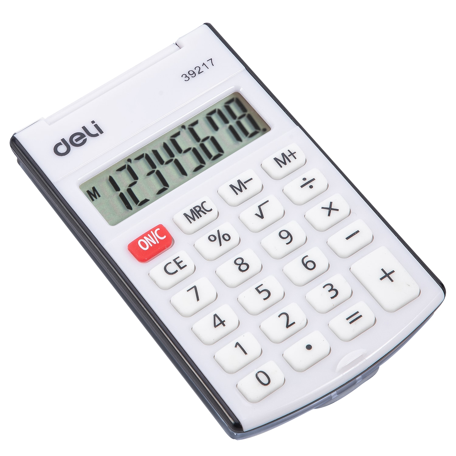 deli E39217 Portable Calculator, Plastic-8 digits,h/cover, Black - Image 4