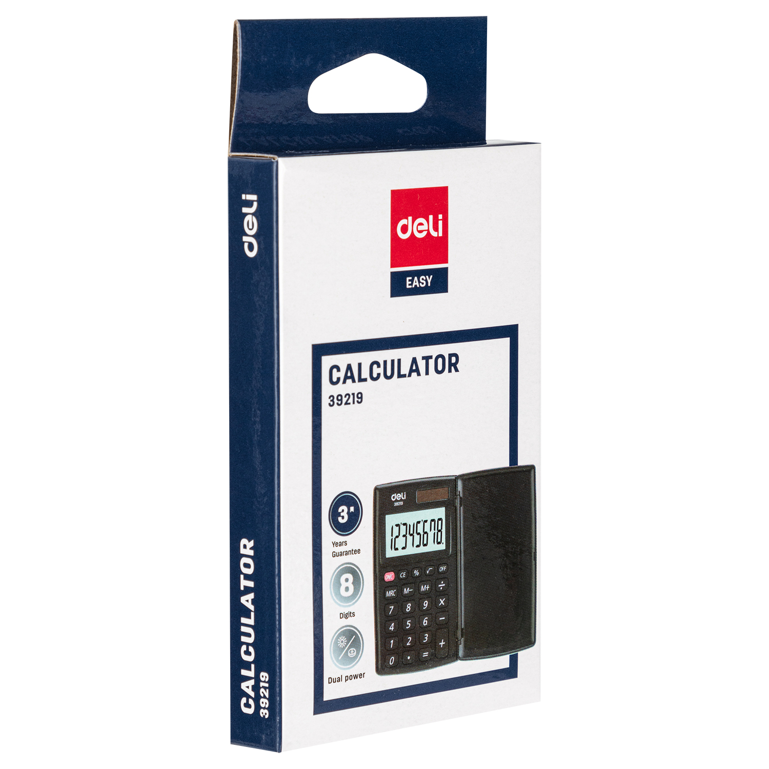deli E39219 Portable Calculator, Plastic-8 digits,h/cover, Black - Image 4