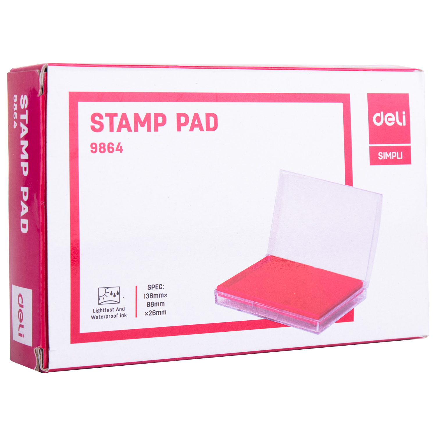 deli E9864 Stamp Pad, 138×88×26mm, Red - Image 4