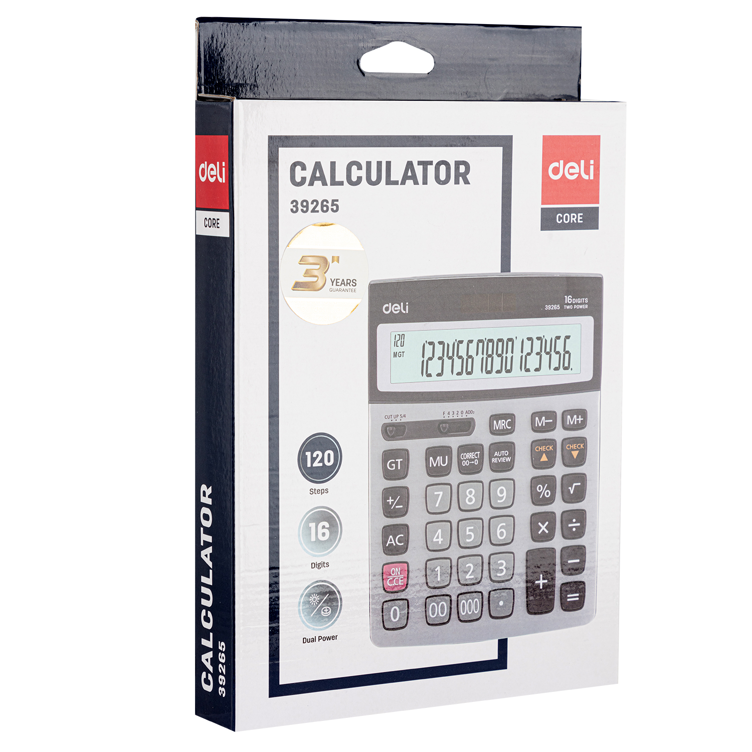 deli E39265 Desktop Calculator, Metal-16 digits, 120 steps check, Silver - Image 4
