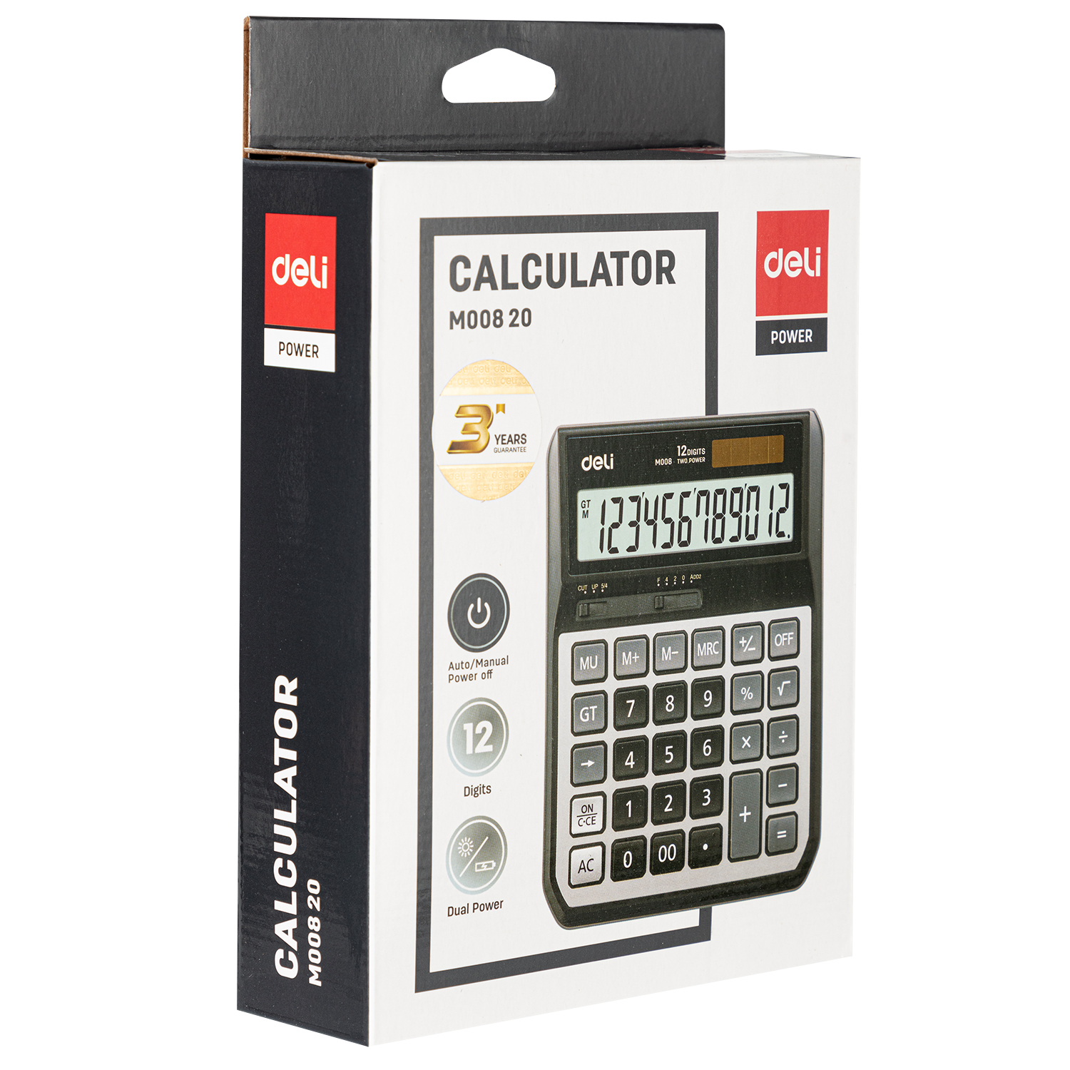 deli EM00820 Desktop Calculator, Metal-12 digits, Grey - Image 4