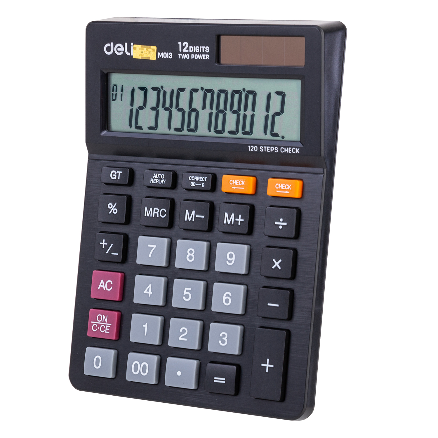 deli EM01320 Desktop Calculator, Plastic-12 Digits, 120 steps check, Black - Image 4