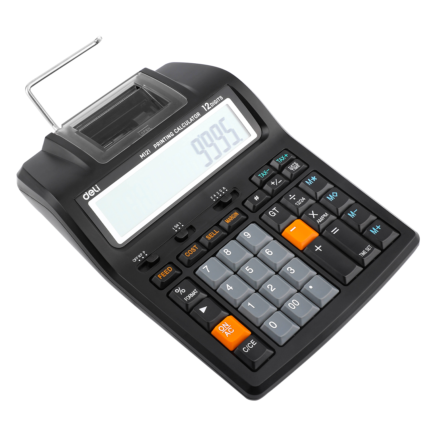 deli EM121-EU Printing Calculator, Plastic-12 digits, Black - Image 4